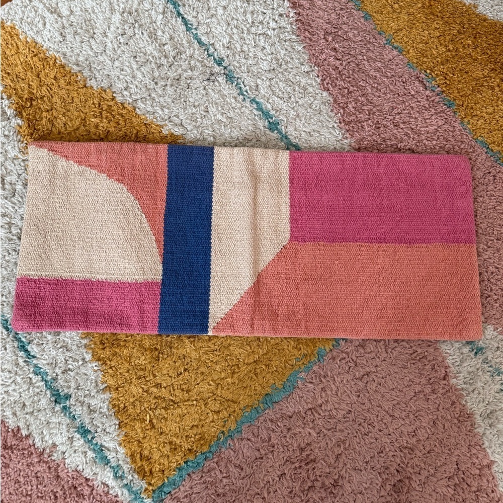 Casa Amarosa Handmade Geo Shape Colorblock Kilim Lumbar Accent Pillowcase 12x30"